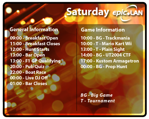 Saturday Timetable